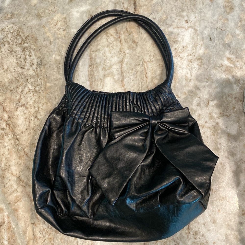 Black leather Bow Purse